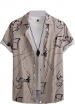 Lymio Men’S Polyester Half Sleeve Printed Casual Shirt (Mistry-Cream-M)