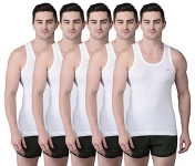 Dollar Bigboss Men’S Solid Regular Vest (Mdve-01-Bbfinern_85_White 5 Pcs M)