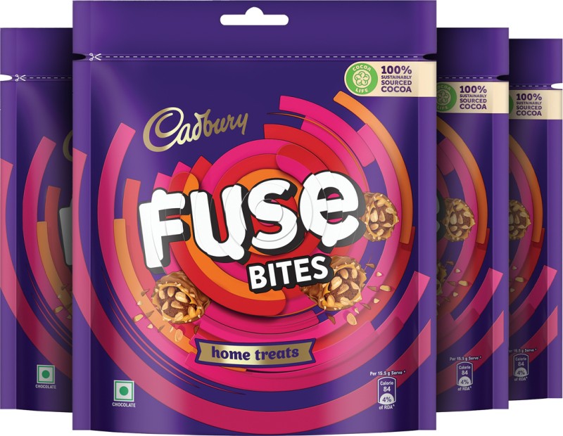 Cadbury Fuse Peanut & Caramel Filled Chocolate Home Treats Bites(4 X 108.5 G)