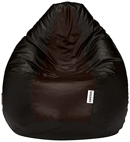 Amazon Brand Solimo Premium Faux Leather Bean Bag Filled With Beans | Capacity: Upto 6′ Height , 100 Kg Weight | 2Xl | Black And Brown