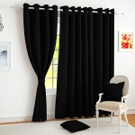 Story@Home Blackout Curtains 5 Feet Long Set Of 2 Room Darkening Window Curtain Plain, Black, 100% Opacity