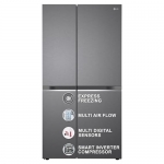 Lg 655 L Frost-Free Smart Inverter Double Door Side-By-Side Refrigerator (2023 Model, Gl-B257Hdsy, Dazzle Steel, Express Freeze | Multi Air-Flow)