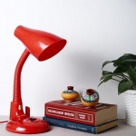 Lexton Corded Study Lamp For Student Abs Plastic Body Inbuilt Pen Holder | Adjustable, B22 Bulb Holder With On/Off Switch | Suitable For Home & Office (Bulb Not Included) | (Red, Pack Of 1)