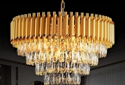 Floston Modern Crystal 4-Tier Gold Chandeliers With Ceiling Light Fixture For Living Room Bedroom And Hallway 500Mm