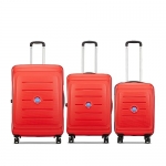 Vip Corsa Ultra Strong Polypropylene Hardsided Luggage Spinner Dual Wheels With Ergonomic Grip Handle Set Of 3 (55Cm+66Cm+76Cm) Red