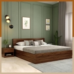 Woodenstreet™ Harper Wooden Double Bed, Queen Size Bed With Storage And 1 Year Warranty, Premium Engineered Wood, Columbian Walnut Finish