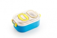 Attro Mighty Lunch Box Comes With 1 Small Container, Stylish Anti Spill Lid & 1 Baby Spoon Bpa Free, Food Grade Perfect For School & Outdoor-900Ml+100Ml Light Blue