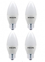 Philips E27 Frosted Candle 400-Lumen Decorative Wall Lights (4W, Pack Of 4, White)