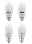 Philips E27 Frosted Candle 400-Lumen Decorative Wall Lights (4W, Pack Of 4, White)