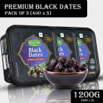 Nutrovally – Premium Black Dates For Strong Bone | 100% Fresh & Natural | Antioxidants Rich Dry Dates(3 X 400 G)