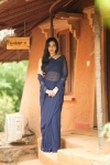 Handmadelove Solid/Plain Daily Wear Georgette Saree(Blue)