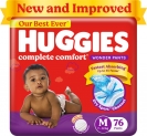 Huggies Complete Comfort Wonder Pants, India’S Fastest Absorbing Diaper | – M(76 Pieces)