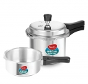 Pigeon By Stovekraft 12708 Aluminium Pressure Cooker Combo, Outer Lid, Without Induction Base (2 Litre And 3 Litre, Silver)