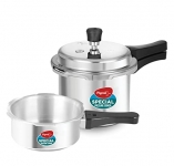 Pigeon By Stovekraft 12708 Aluminium Pressure Cooker Combo, Outer Lid, Without Induction Base (2 Litre And 3 Litre, Silver)