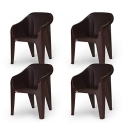 Supreme Futura Plastic Chairs For Home And Office (Set Of 4, Globus Brown)