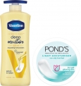 Vaseline + Ponds Deep Moisture Serum In Lotion + Light Moisturiser(800 Ml)