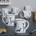 The Earth Store Stag Blue Coffee Mug Set Of 6 To Gift To Best Friends, Coffee Mugs, Microwave Safe Ceramic Mugs,(300 Ml Each)