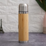 Sacro Deco Natural Bamboo Stainless Steel Vaccum Flask Double Wall Thermos Tumbler With Paracord Loop For Carrying Eco Friendly Travellers 480Ml Bpa And Phalate Free Bottle