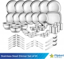 Flipkart Smartbuy Pack Of 61 Stainless Steel Dinner Set |Kitchen Set For Home | Heavy Gauge Dinner Set(Silver)