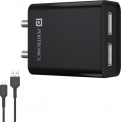 Portronics 12 W 2.4 A Wall Charger For Mobile With Detachable Cable(Black, Cable Included)