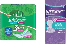 Whisper Cleans 50S Plus Panty Liner 20S Sanitary Pad(Pack Of 50)