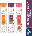 Yardley London Lace Satin, Imperial Sandalwood, And Royal Red Roses Refreshing Body Spray  –  For Women(450 Ml, Pack Of 3)