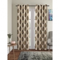 Cortina 2 Piece Leaf Design Panel Eyelet Polyester Door Curtain – 7-Feet, Brown