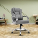 Vergo Supreme Ergonomic Mid Back Premium Leatherette Boss, Executive & Office Chair With Fixed Armrests, Heavy Duty Metal Base | Home Office Desk Chair, 3 Years Limited Warranty (Grey)