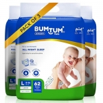 Bumtum Baby Diaper Pants, Large/L Size, 186 Count, Double Layer Leakage Protection Infused With Aloe Vera, Cottony Soft High Absorb Technology