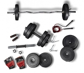 Lifelong Pvc Home Gym Set 10Kg Plate 3 Feet Curl Rod And Dumbbells Rods With Gym Accessories, For Fitness At Home; Home Workouts Dumbbells, Barbell Rod, Black