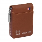 Storite Imported Rfid Pu Leather 9 Slot Vertical Credit Debit Card Holder Money Wallet Zipper Coin Purse For Men Women (Light Brown,11.5X1.75X8Cm)