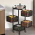 Kuber Industries Storage Rack | 4-Layer Square Multipurpose Storage Trolley With Wheels | Revolving Vegetable Kitchen Rack | Kitchen Cabinet Spice Rack | Metal Fruit Storage Rack | Black