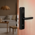 Qubo Smart Door Lock Essential From Hero Group | 6-Way Unlocking | Fingerprint | Remote Unlocking Via Otp | Pin | Rfid Access Card | Mobile App | Mechanical Key | 1 Year On-Site Warranty | (Black)