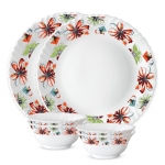 Larah By Borosil Silk Series Bali Opalware Dinner Set | 6 Pieces For Family Of 2 | Microwave & Dishwasher Safe | Bone-Ash Free | Crockery Set For Dining & Gifting | Plates & Bowls | Floral Pattern