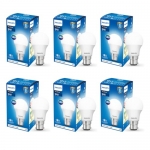 Philips Ace Saver 9 Watt Led Bulb, Base B22 (Cool Day Light), Pack Of 6