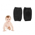 Glun® Baby Knee Pads Soft Cotton, 2 Set Black Colour Stretchable Elastic For Crawling Protection, Anti-Slip Knee Pads, Unisex Toddlers, Learn To Crawl Socks