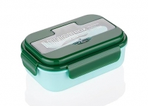 Attro Magic Lunch Box With 3 Compartment,2 Spoons&Stylishlid Use As Phone Holder Made With Heavy Platic Material Bpa Free Perfect For School,Office,Outdoor-Green Turquoise,1200 Ml,Plastic