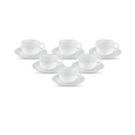 La Opala Diva, Velvett Collection Opal Glass Crockery | Cup & Saucer, Set Of 12 | Pearl White, 160 Ml | For Tea & Coffee | Microwave Safe | 100% Vegetarian | Extra Strong | Super Light | Super White