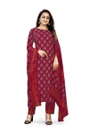 Santopera Designer Women’S Cotton Printed Straight Kurta With Pant And Dupatta Set (Verrycotton-M_Maroon_Medium)