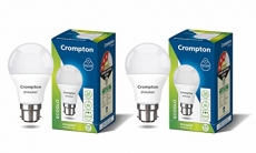 Crompton Dyna Ray 9W Round B22 Led Cool Day Light Pack Of 2