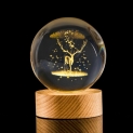 Shopogenix 3D Deer Crystal Ball Night Lamp Warm Light – Compact Usb Wall Charger Night Lamp(8 Cm, Yellow)