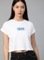 Roadster Solid Women Round Neck White T-Shirt