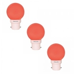 Philips Deco Mini Base B22 0.5-Watt Led Bulb (Pack Of 3, Red)