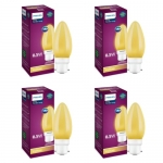 Philips Led Deco Yellow 0.5W Glass Candle (Pack Of 4)