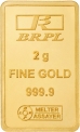 Bangalore Refinery 2 G Bar 24 (9999) K 2 G Gold Bar