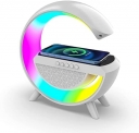 G Shape Bluetooth Led Wireless Speaker With Usb Port, Sd Card Slot, Fm Mode, Rgb Mood Light Wireless Speaker With Mood Lighting, Charging Dock, 30 Cm Diameter, Multicolour