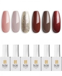 Seven Strokes By Bolt Bee 6 Pcs 15Ml Gel Nail Polish Glitter Finish Nail Polish Soak Off Uv Led Nail Gel Polish Nail Art Starter Manicure Salon Diy At Home, 0.5 Oz. (107+6+101+62+8+65)