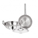 Bergner Tripro Triply Stainless Steel 3 Pc Cookware Set, 24 Cm Indian Wok/Kadai With Lid, 22 Cm Frypan Without Lid, Fast And Event Heating, Induction Bottom, Gas Ready, Silver