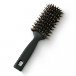 Rey Naturals Round Vented Hair Brush For Men And Women | Quick Drying & Pain Free Detangling | Hair Care Products | Hair Comb | Flexible Nylon Bristles (Black)