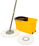 Esquire Classic Spin Mop Yellow Bucket Set With Pull Handle, Wheels With An Additional Microfiber Refill, Plastic